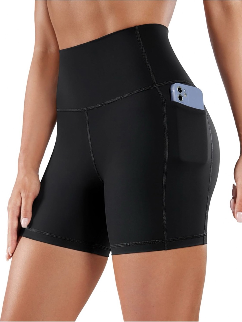 CRZ Yoga Black Biker Shorts Pockets 5" Naked Feeling High Waist Medium Women’s